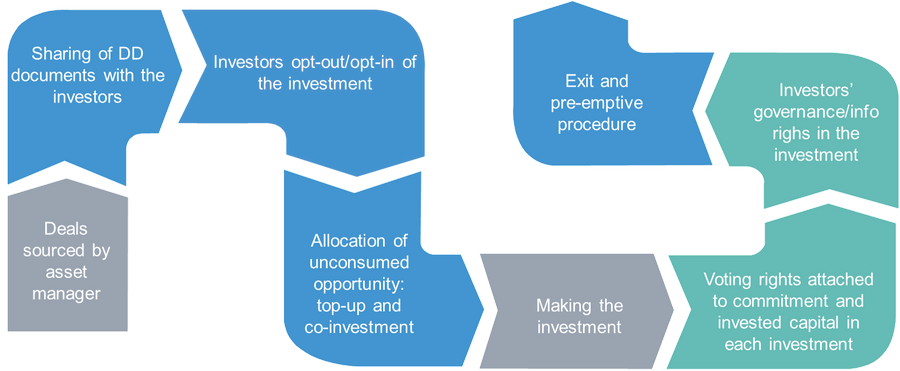 Chart: the investment and divestment process of a pledge fund 